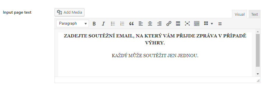 Input page text field